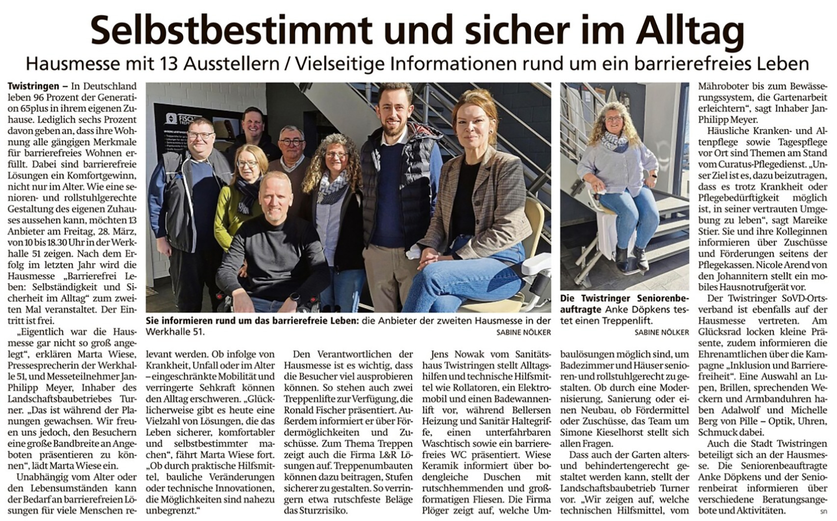 HAUSMESSE: "Barrierefrei Leben: Selbständigkeit und Sicherheit im Alltag!" 2 Sonderveroeffentlichung Kreiszeitung 220325 werkhalle51 Hausmesse